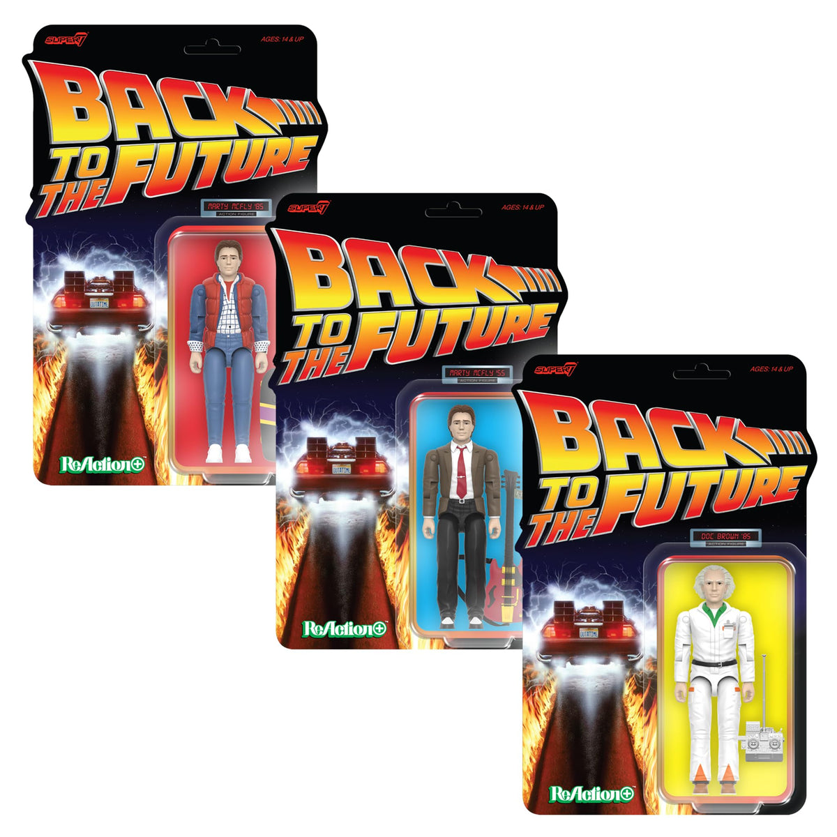 Super7 Back to the Future card back artwork on packaging.