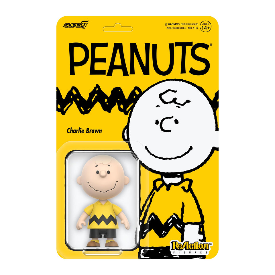 Super7 Charlie Brown blister cardback displays vintage Peanuts art for display