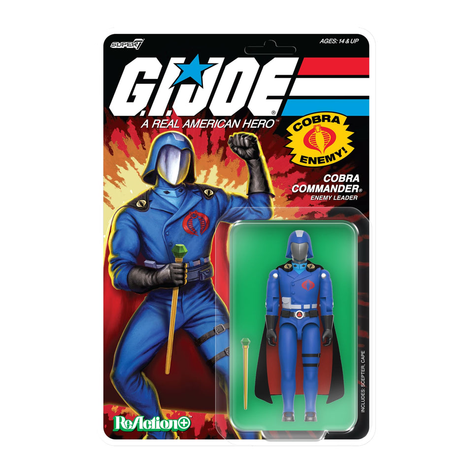 Super7 Cobra Commander ReAction+ figure front pose for retro display