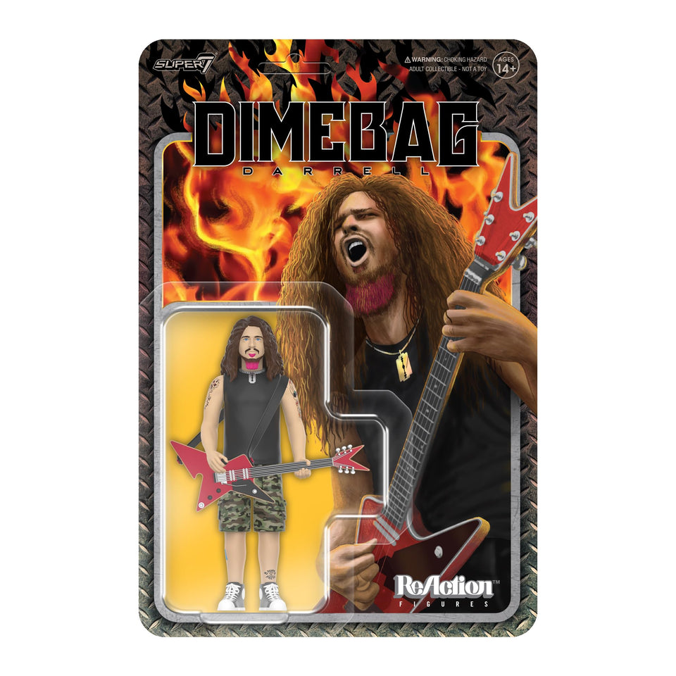 Super7 Dimebag Darrell figure front view for display and collection