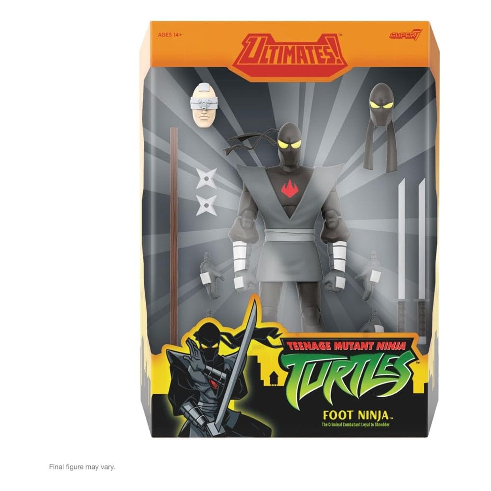 Super7 Foot Ninja with katana and bo staff in dynamic display setup.