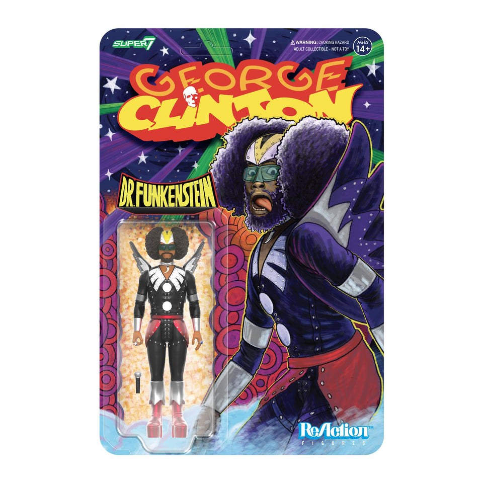 Super7 George Clinton Dr Funkenstein packaging art inspired by a 1976 cover for display