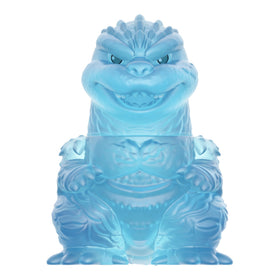 Closeup of articulation on Super7 Godzilla Minus One clear blue figure.