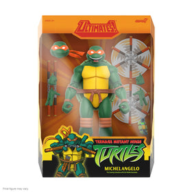 Super7 Michelangelo ULTIMATES! figure with interchangeable heads and hands for versatile posing