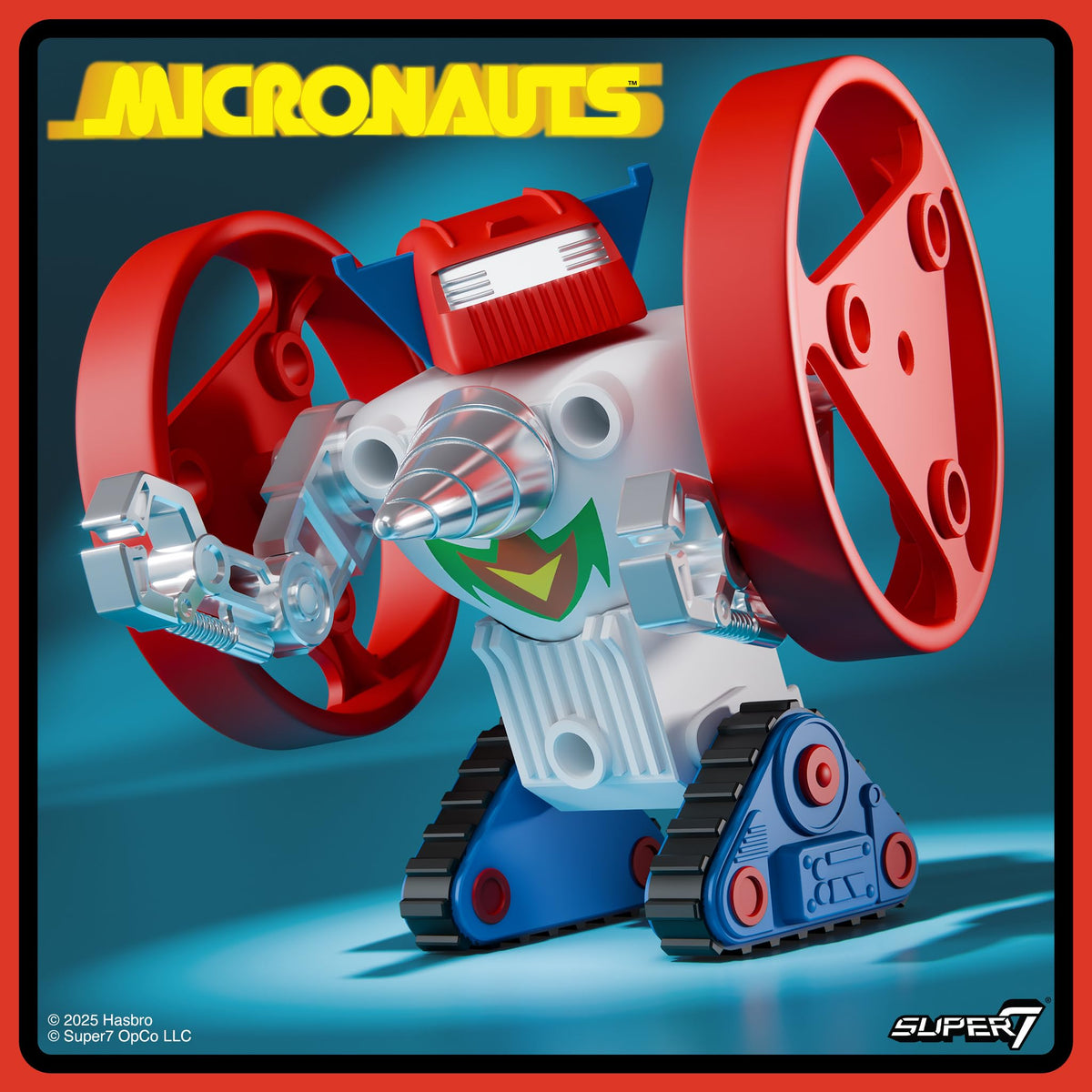 Super7 Micronauts Microtron accessories showcase drill and flywheels for dynamic play