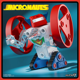 Super7 Micronauts Microtron accessories showcase drill and flywheels for dynamic play