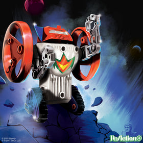 Super7 Micronauts Microtron drill and flywheels featured for dynamic posing