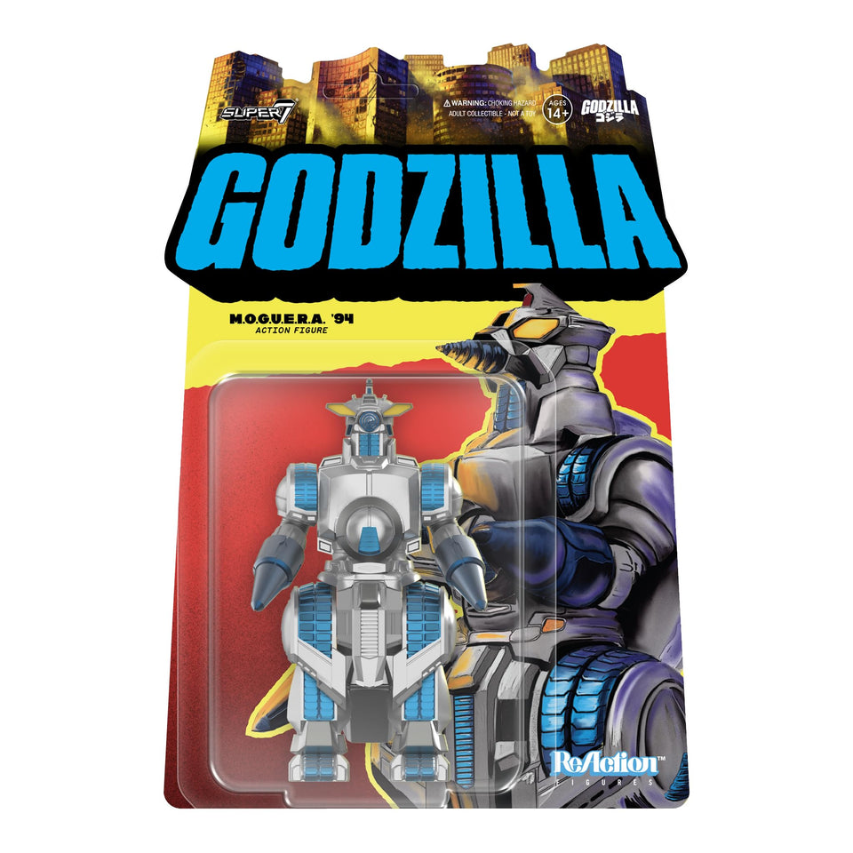 Super7 M.O.G.U.E.R.A. action figure with metallic sheen for display.