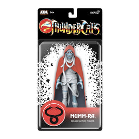 Super7 Mumm-Ra old-man figure, front view, with detailed sculpt and wrapped bandages.