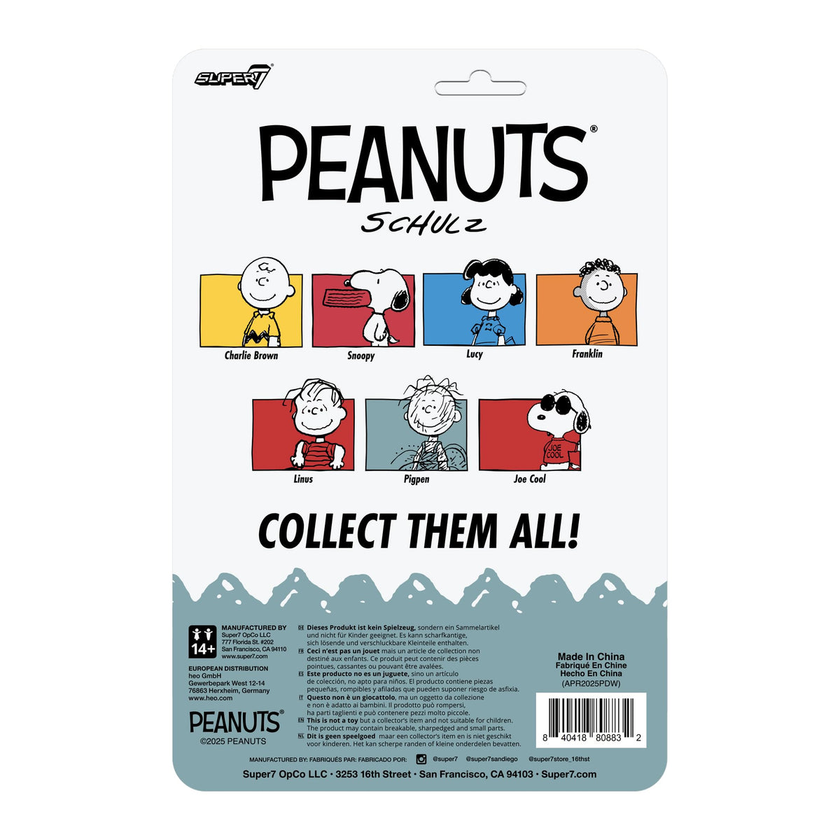 Super7 Pigpen ReAction card-back artwork reveals nostalgic packaging.