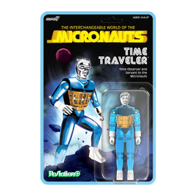 Super7 Time Traveler front view in translucent blue, ideal for Micronauts displays.