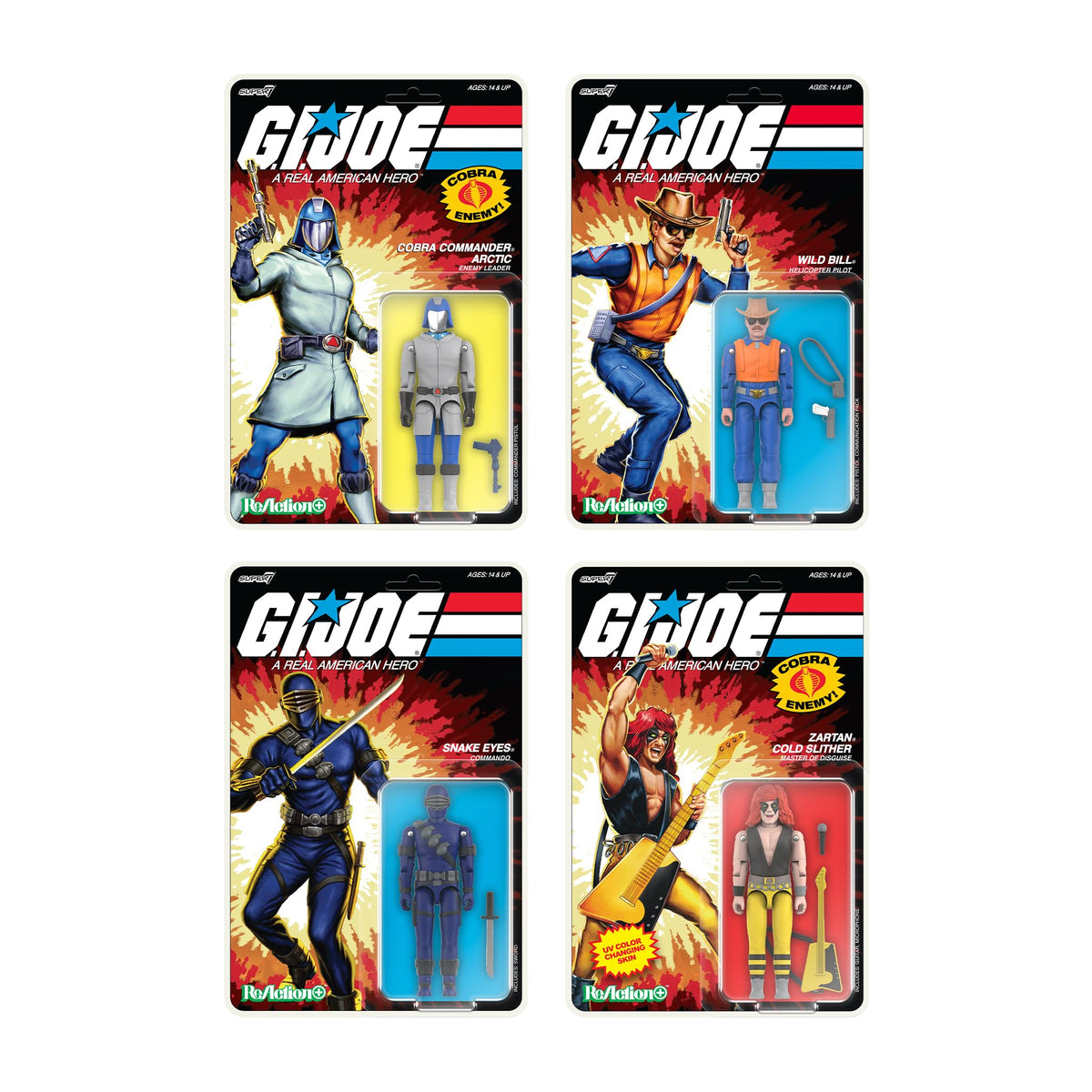 Super7 Snake Eyes cartoon twelve articulation points support varied displays.