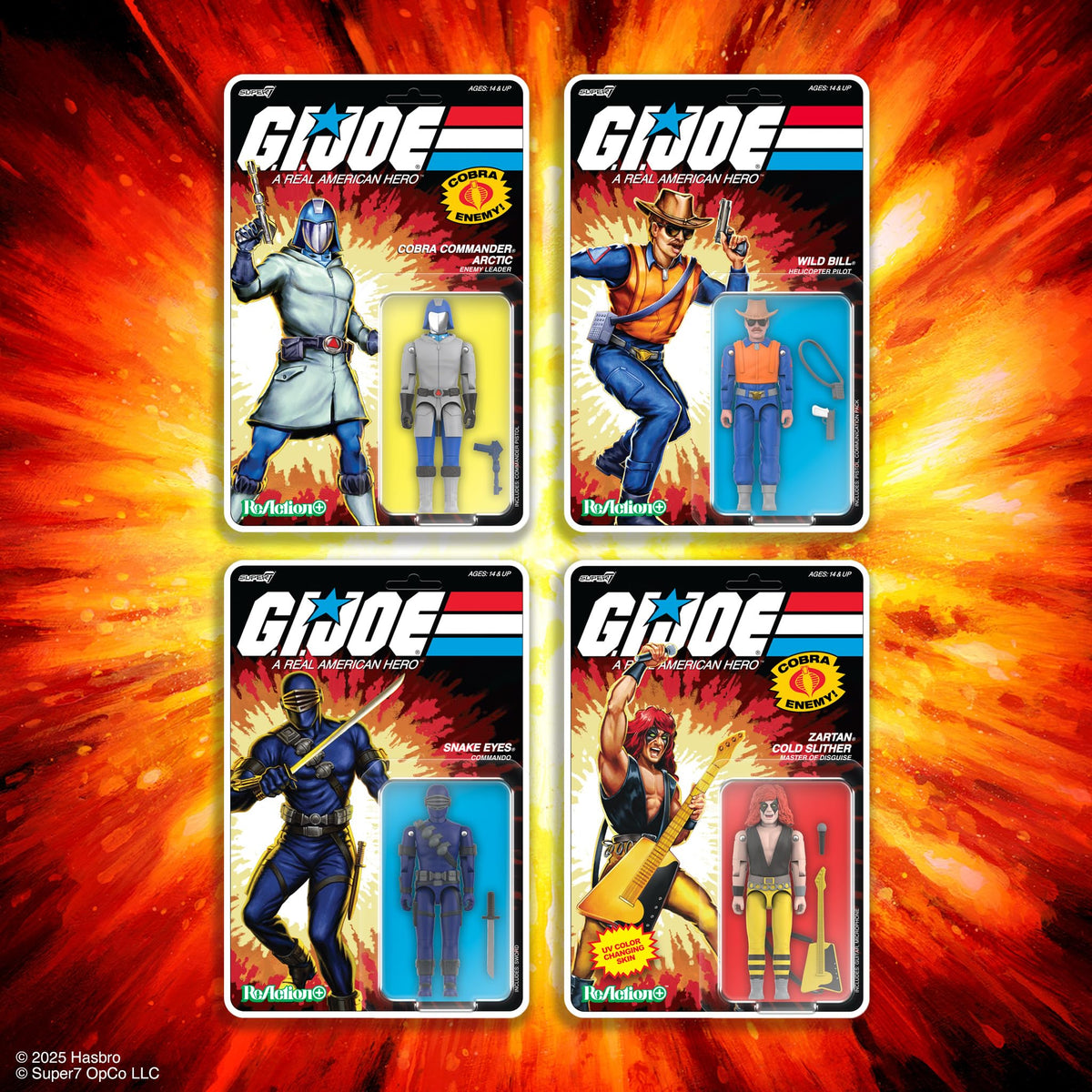 Super7 Snake Eyes cartoon packaging with collectibles enhances gift appeal.