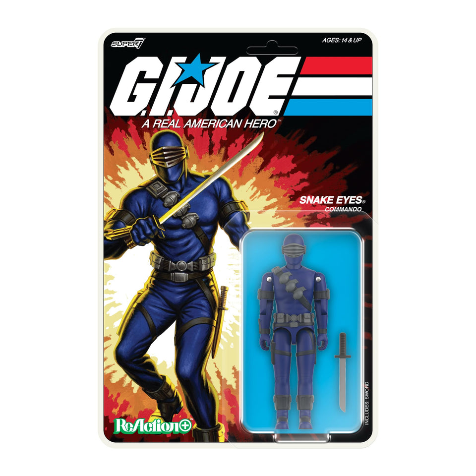 Super7 Snake Eyes cartoon sword accessory for dynamic display and imaginative play.