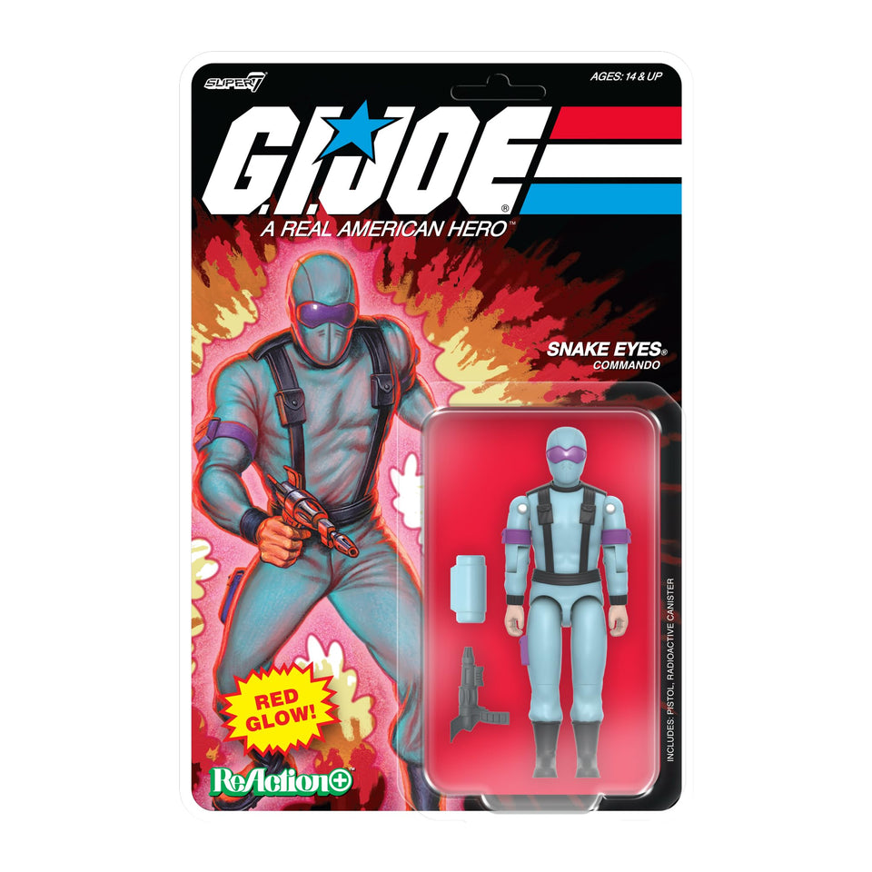 Super7 Snake Eyes ReAction+ figure in 3.75-inch scale for retro display and poseability.