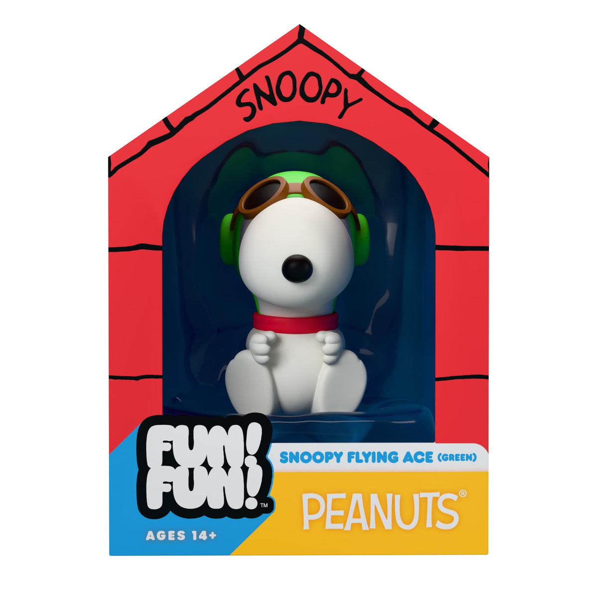 Close-up of Snoopy's aviator cap highlighting premium vinyl finish by Super7.