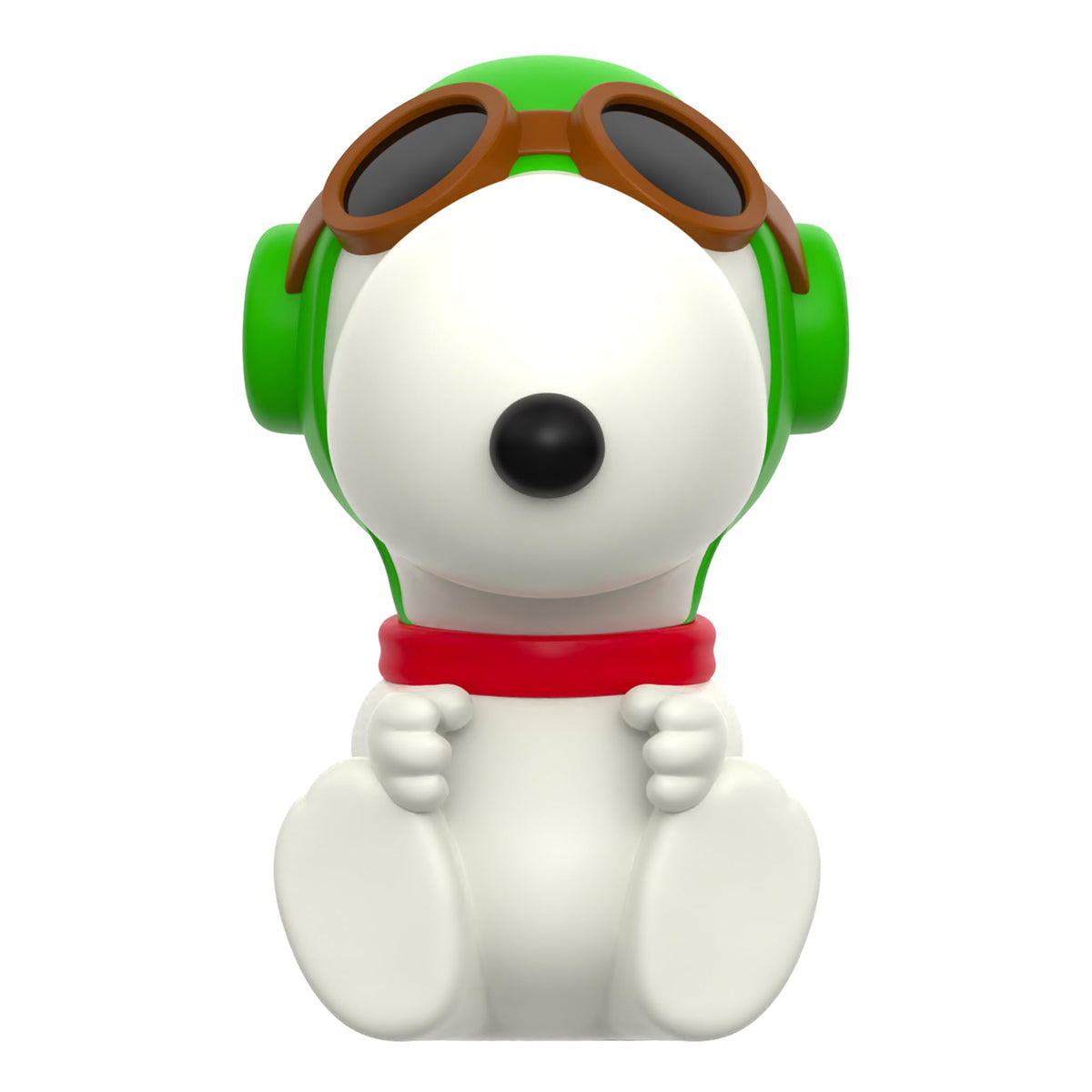 Snoopy in flight pose shows neck articulation and poseability.
