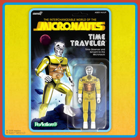 Time Traveler yellow figure side view highlighting poseable articulation