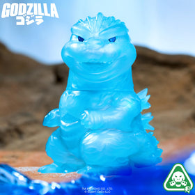 Super7 Toho Godzilla Minus One clear blue figure packaging on display.
