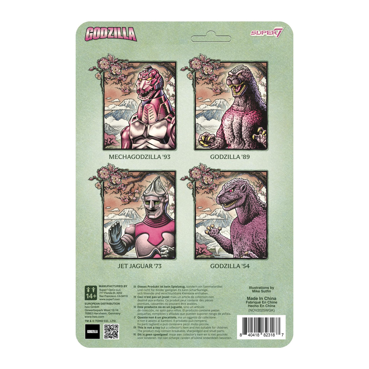 Super7 Toho Godzilla89 illustrated card back evokes classic packaging