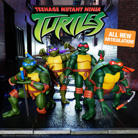 Super7 Michelangelo ULTIMATES! figure in 7 inch scale pairs with other figures
