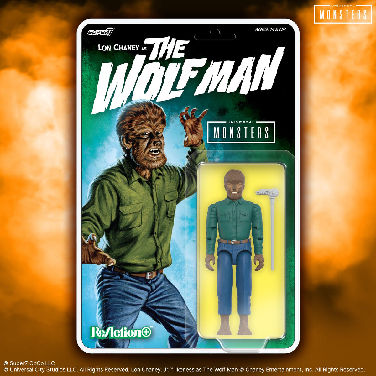 Wolf Man with walking cane accessory for dramatic pose opportunities by Super7.