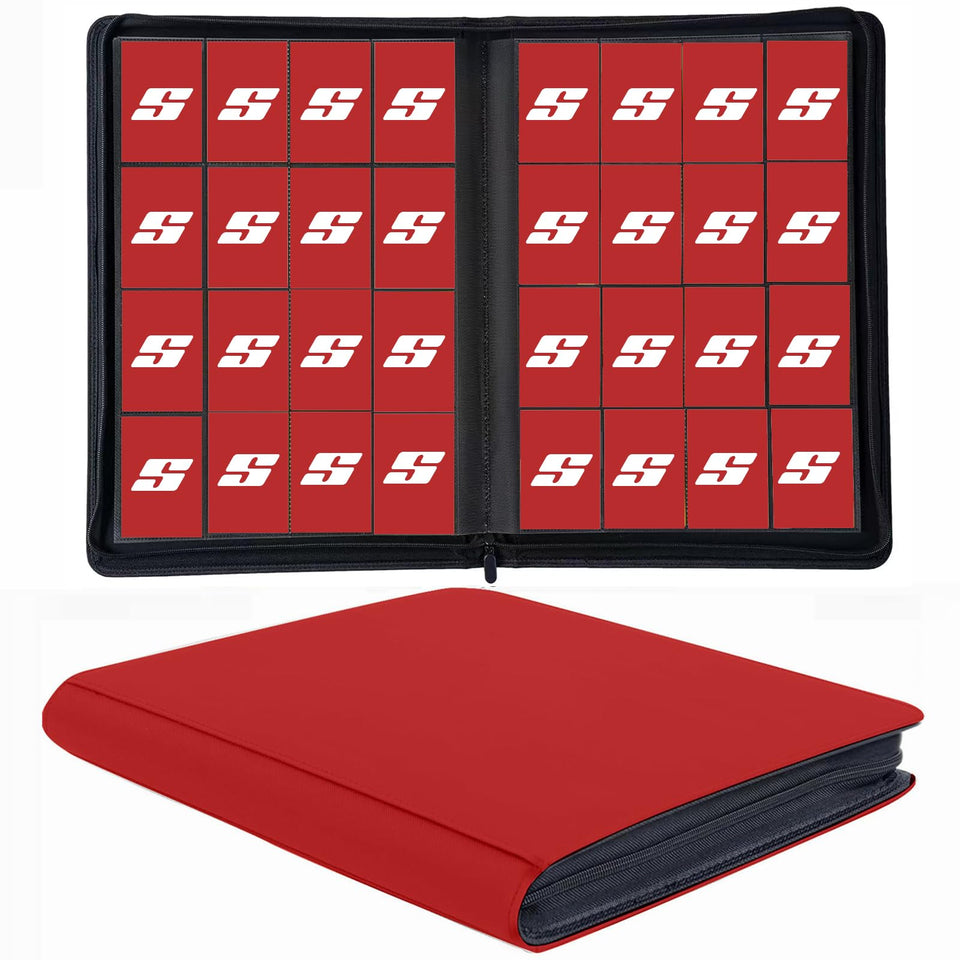 SuperAimi 1000+ pockets binder with red cover for large card collections.