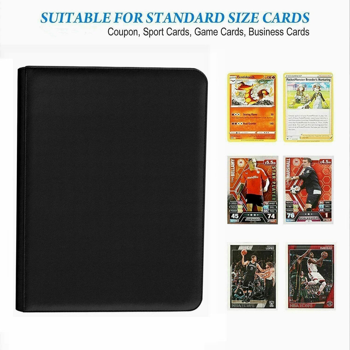 SuperAimi side-loading pocket prevents cards from slipping during handling.