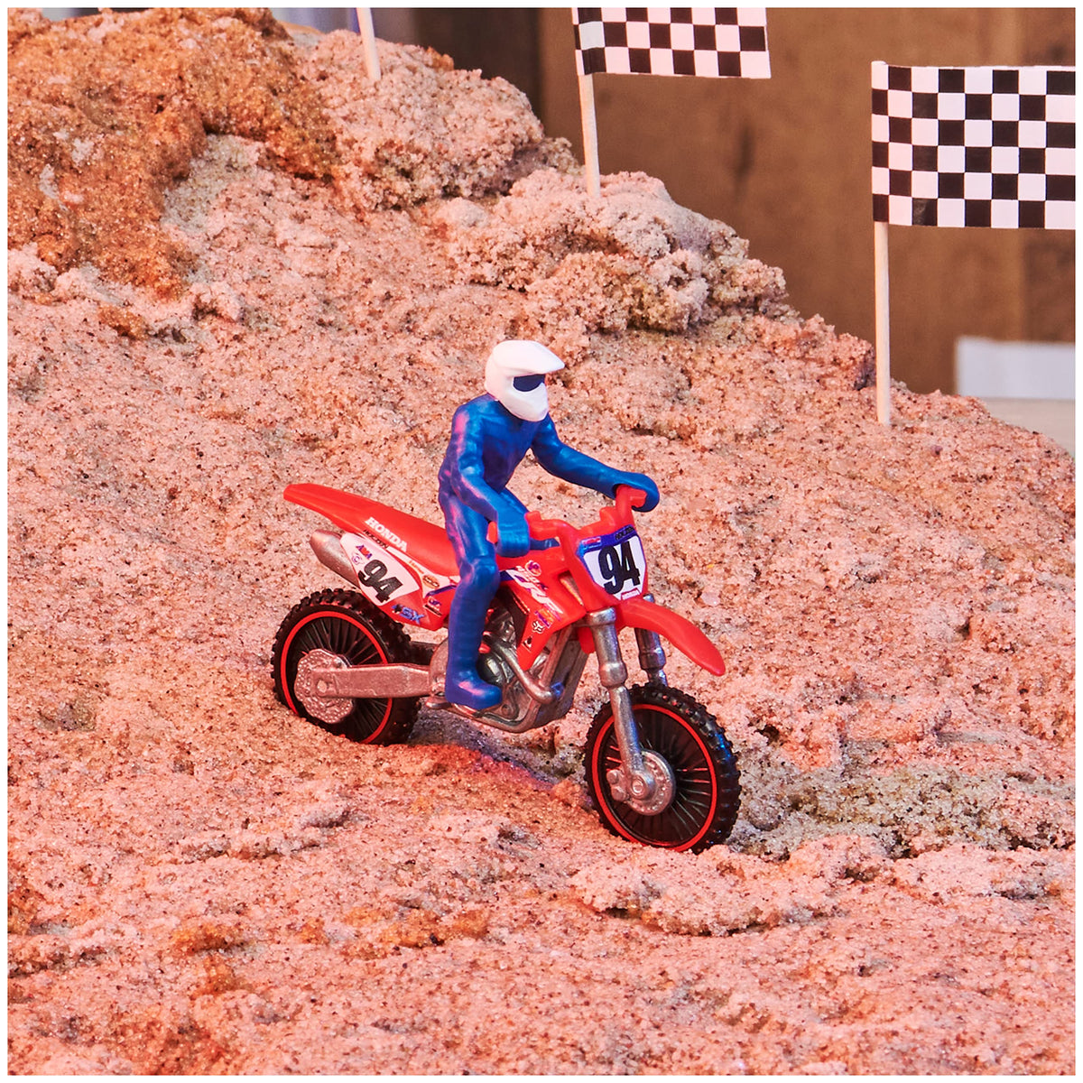 Supercross justin cooper bike with rider figure for play and display.
