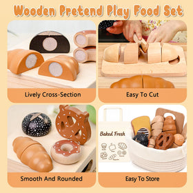 SUPERGFS wooden knife adds safe cutting play in a classroom-friendly kitchen setup.
