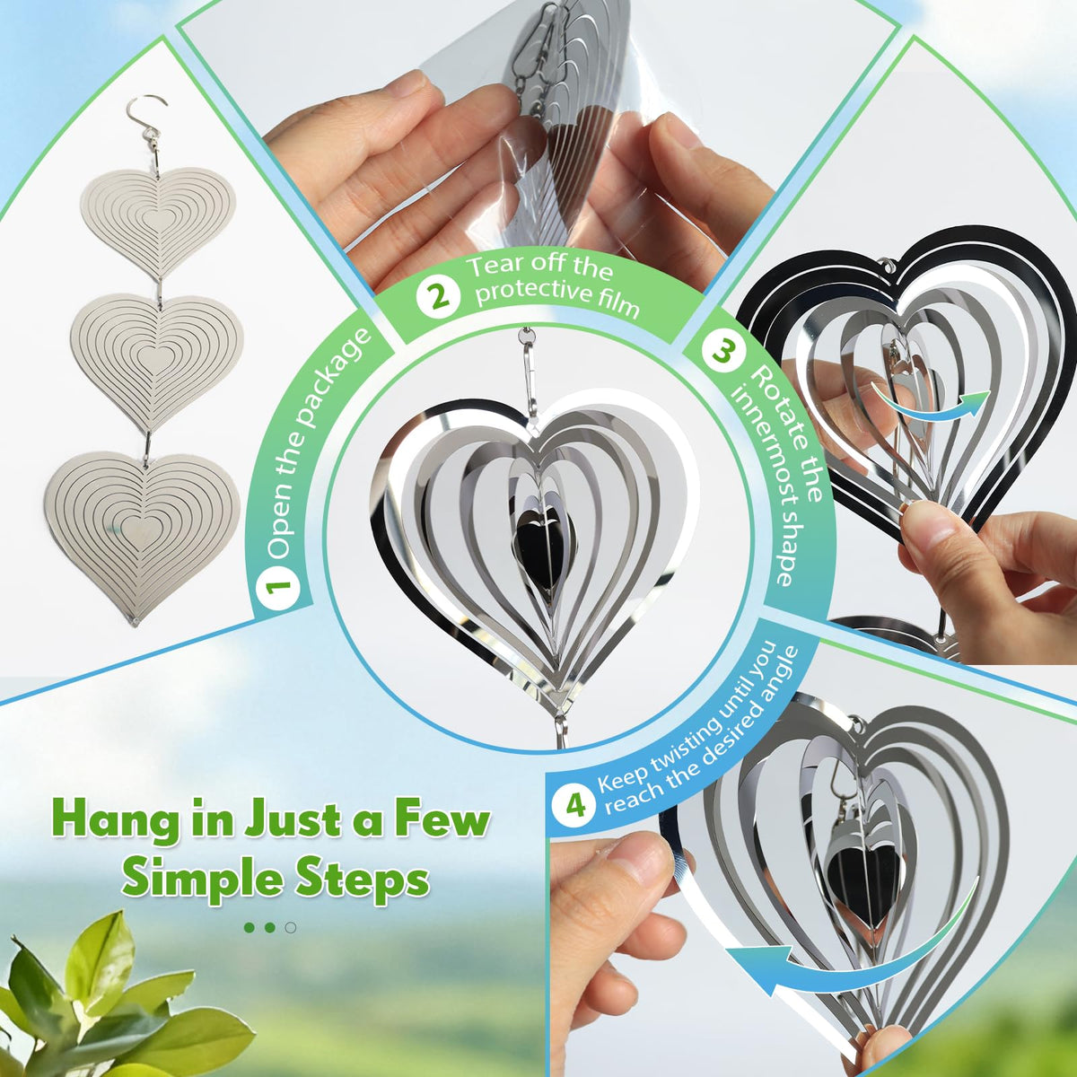 Superlong Bird Deterrents 4-set kit includes spinners and hooks