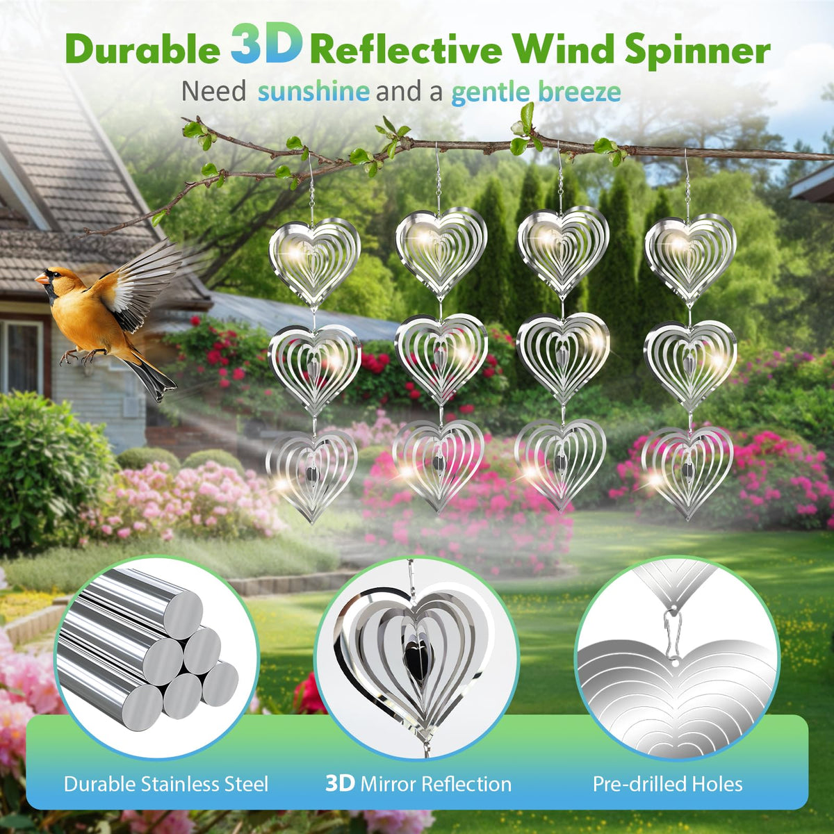 Superlong Bird Deterrents pre-drilled holes enable easy hanging