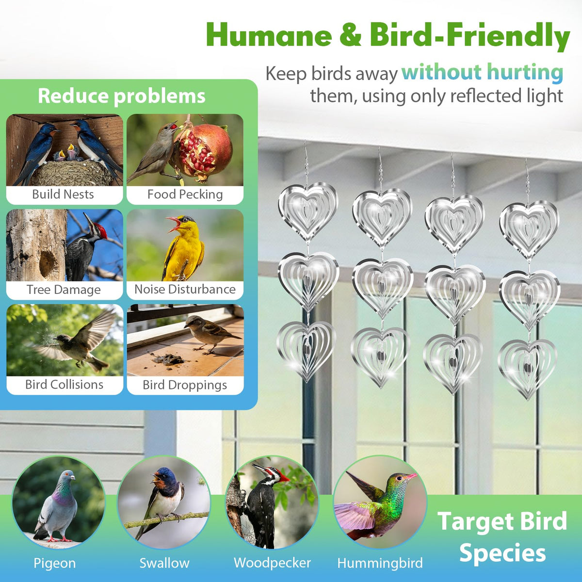 Superlong Bird Deterrents stainless steel construction withstands outdoors