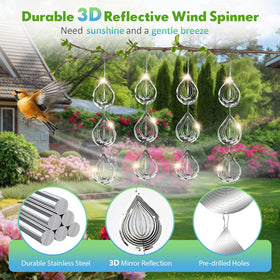 Superlong hanging bird deterrent disk set easy tool-free setup