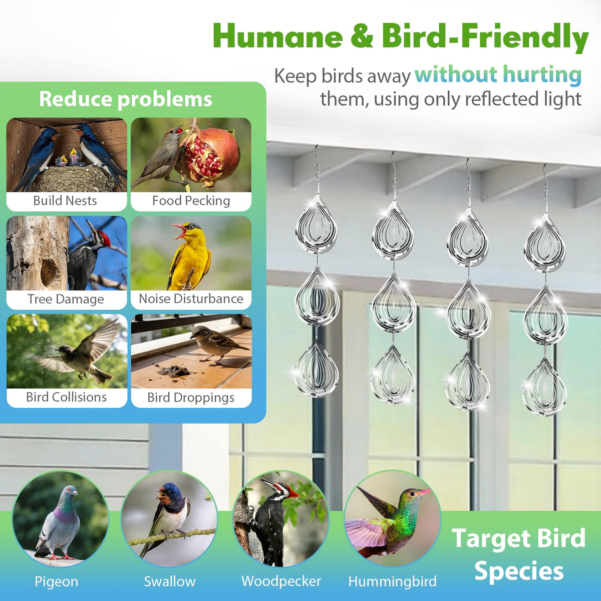 Superlong patio garden decor wind spinner adds charm while deterring birds