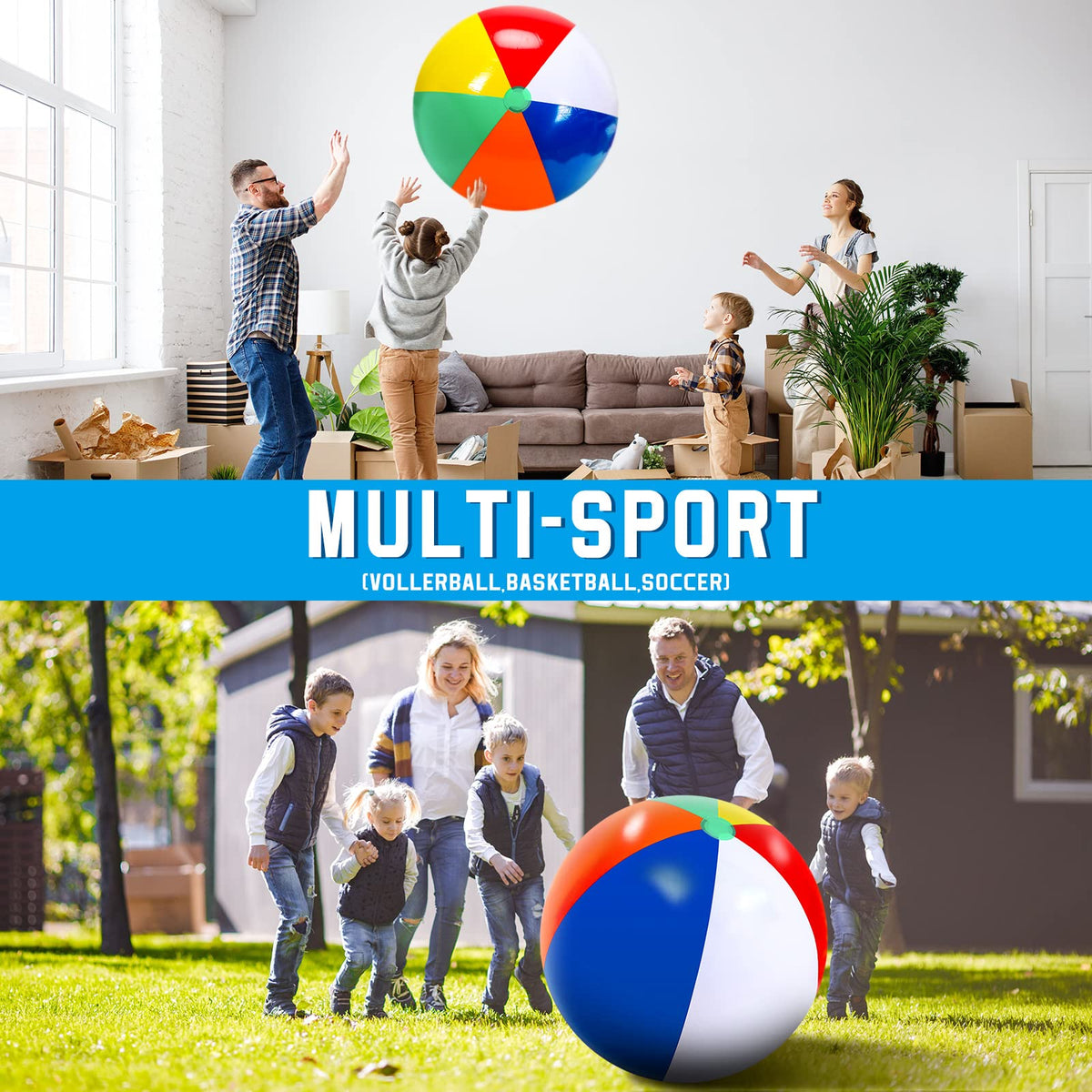 Supervitae rainbow beach ball outdoor play with family