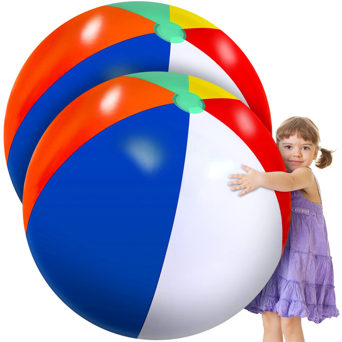 Supervitae rainbow beach ball top view ideal for large outdoor games