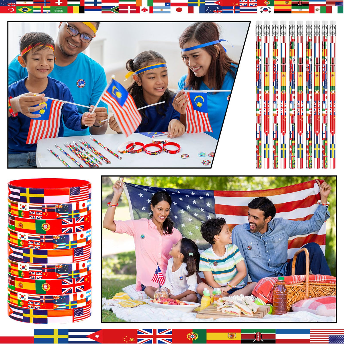 Supervitae world flags gift packaging ideas for prizes and party favors.
