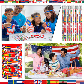 Supervitae world flags gift packaging ideas for prizes and party favors.