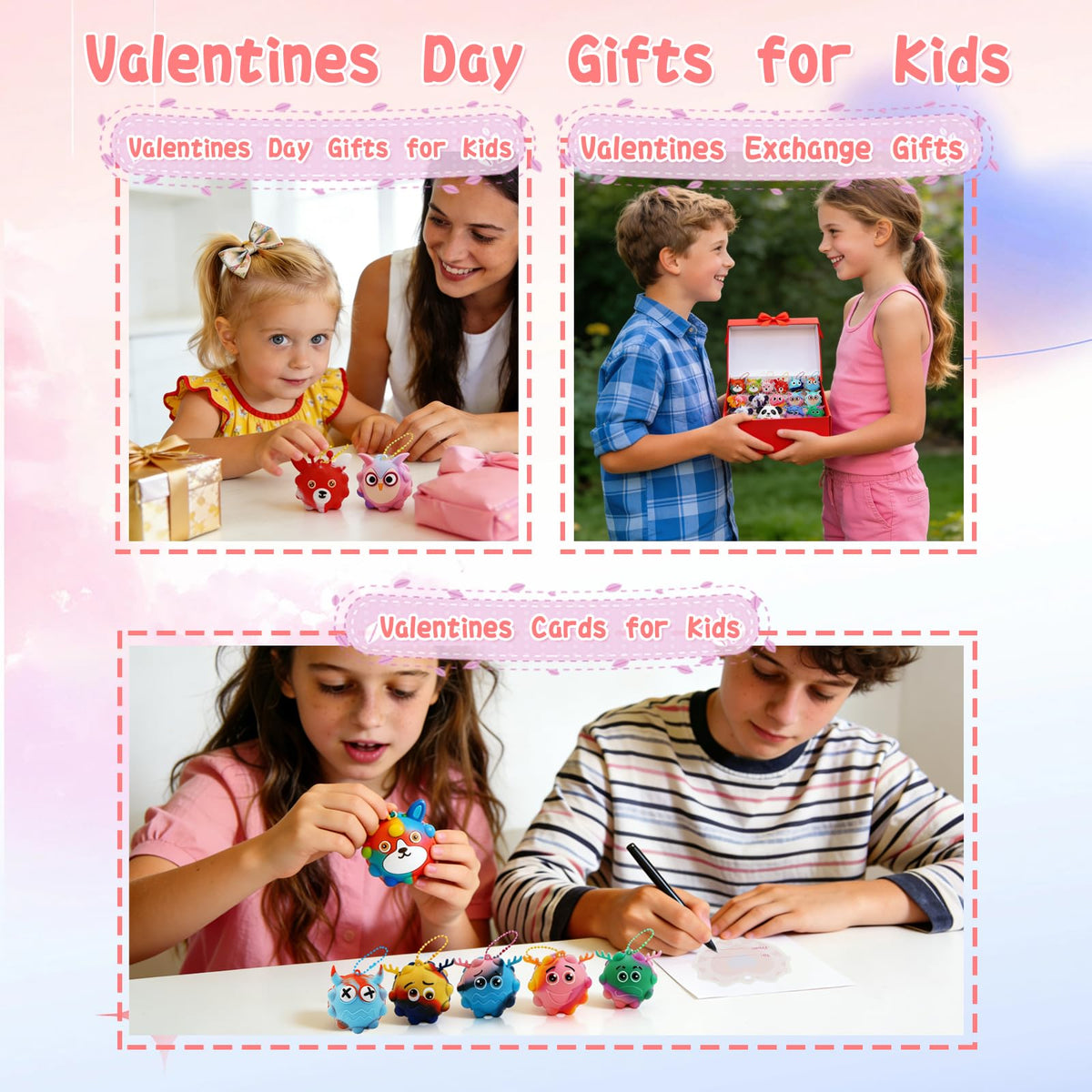 Supovil valentines cards paired with balls for easy gifting.