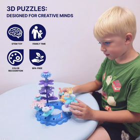 Supuzz Marine Explorer crab figure among vibrant blocks promoting fine motor skills and creative play