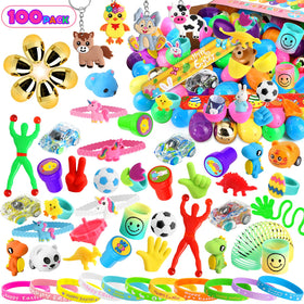 SURCVIO 100-pack prefixed Easter eggs shown for treasure-filled hunts with tiny toys.