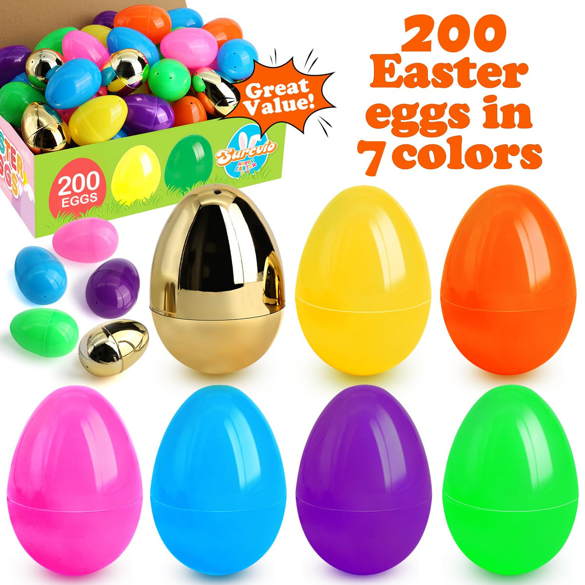 SURCVIO 200 bright color Easter eggs add vibrant classroom or party decor