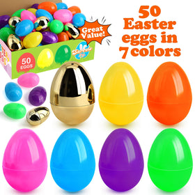 SURCVIO 3-inch large plastic eggs bulk suitable for classroom activities.