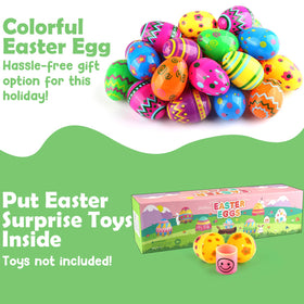 SURCVIO colorful printed eggs showcase eye-catching patterns for parties.
