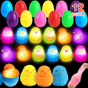 SURCVIO Easter eggs filled with colorful puffer balls for tactile play and focus.