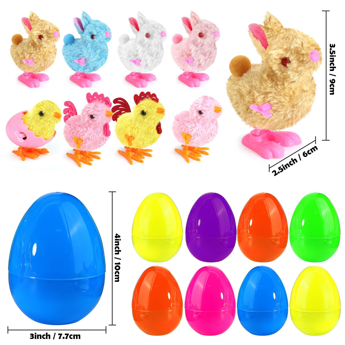SURCVIO jumbo Easter egg with wind-up bunny inside, ideal party prize.