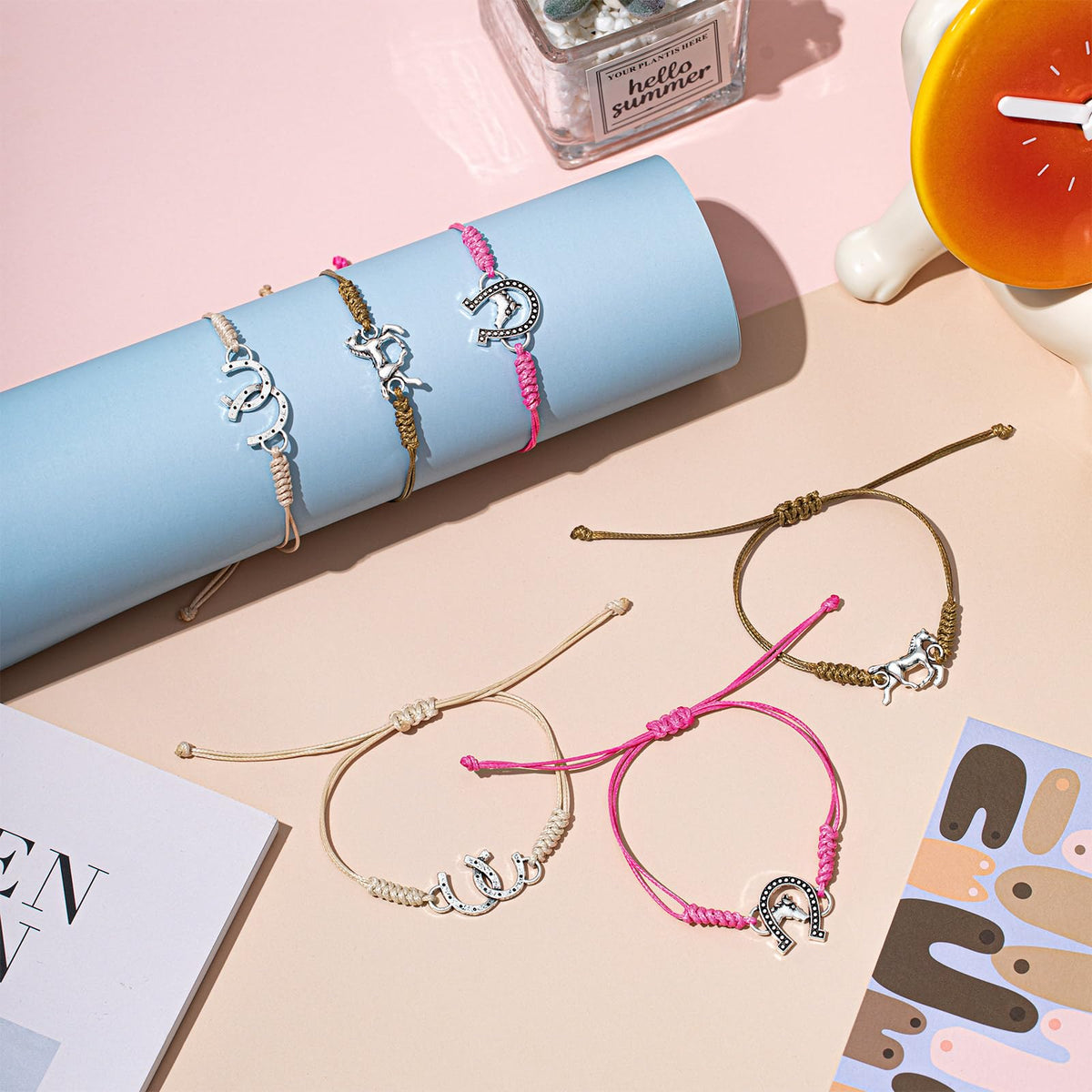 Sureio adjustable rope bracelet close-up showcases durable weave and pendants