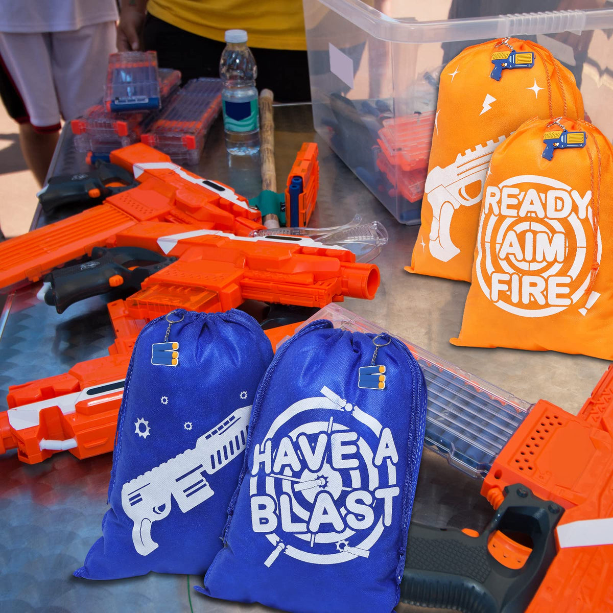 Sureio dart battle party setup showing coordinated colors and items