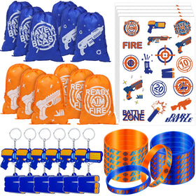 Sureio dart battle wristbands in orange and blue for party access